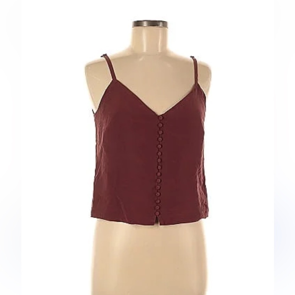 Madewell Crimson Silk Button Up Tank